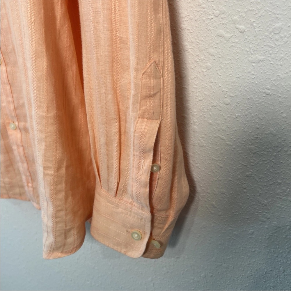 Tommy Bahama Men’s Large Striped Light Orange Linen Blend Button Up Shirt - Picture 7 of 14